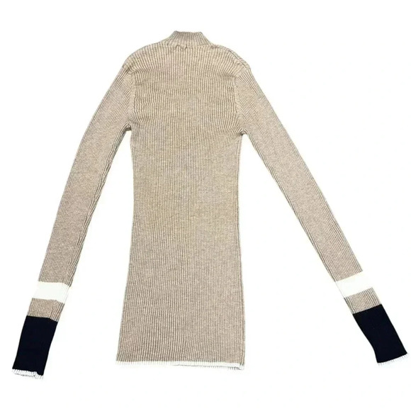 Vineyard Vines 100% Cashmere Tan & Navy Stripe Ribbed Nock Neck Sweater - XS - Picture 4 of 11